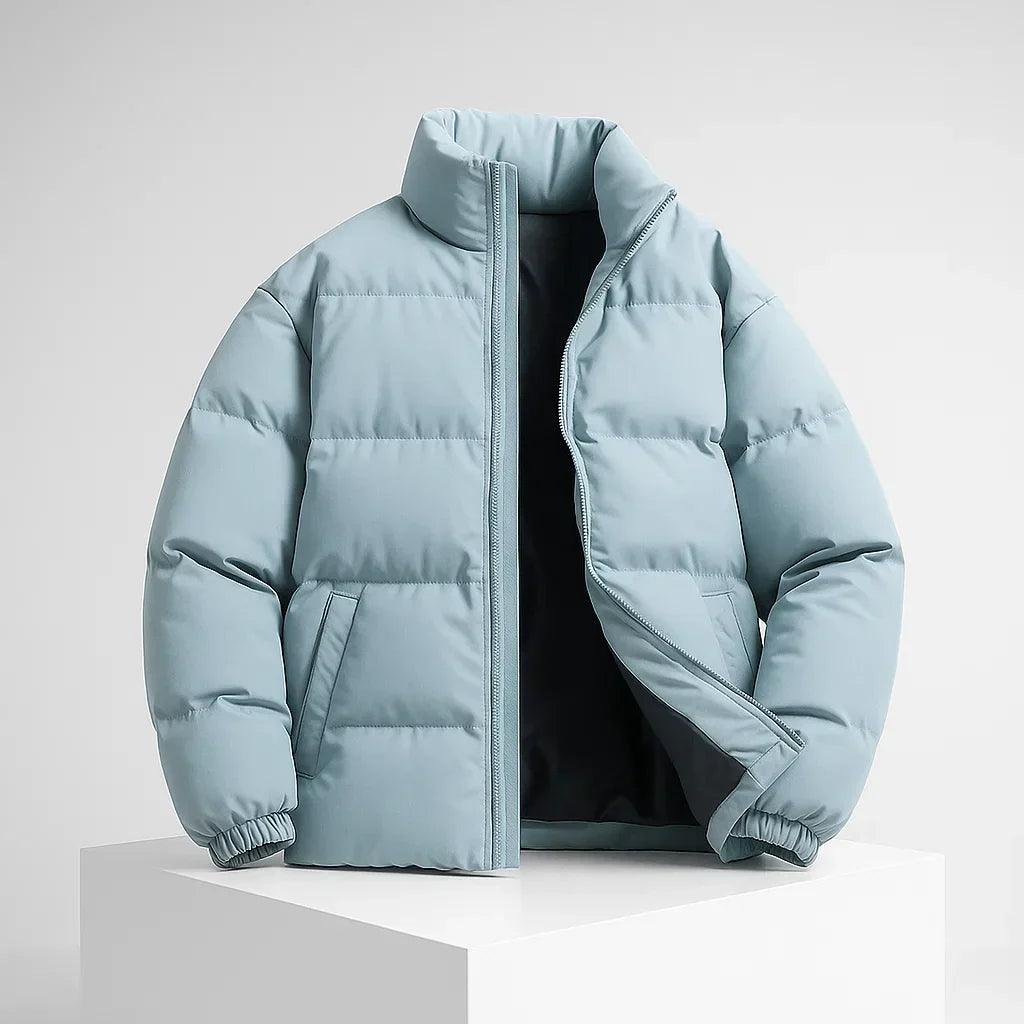 Kael - Men's Puffer Jacket with Stand Collar and Ribbed Cuffs