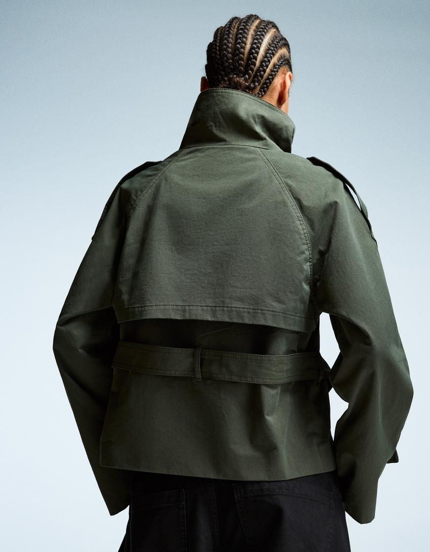 Women's Cropped Double-Breasted Belted Jacket