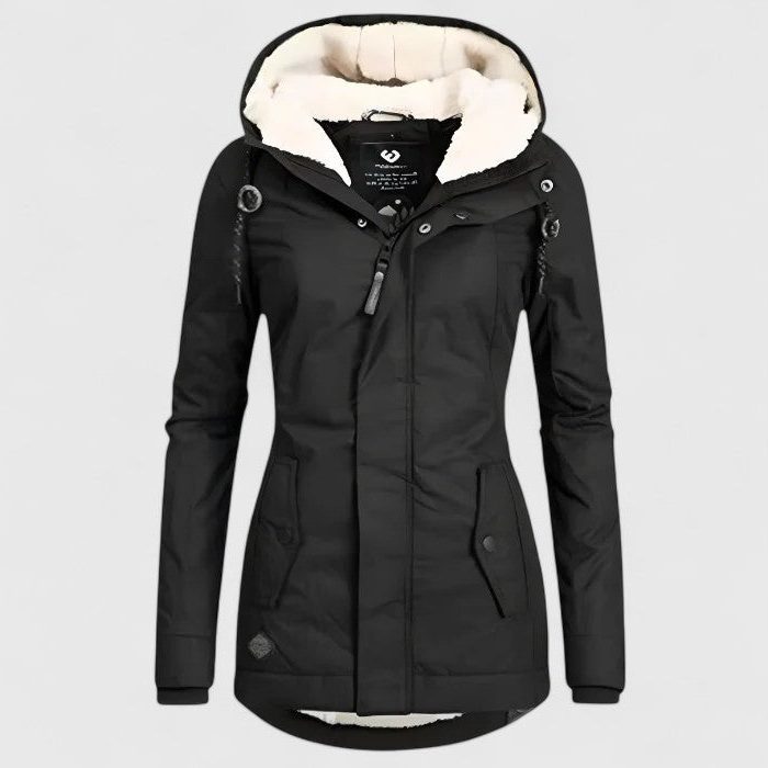 Keilani | Hooded Long Winter Coat with Fleece Lining for Women