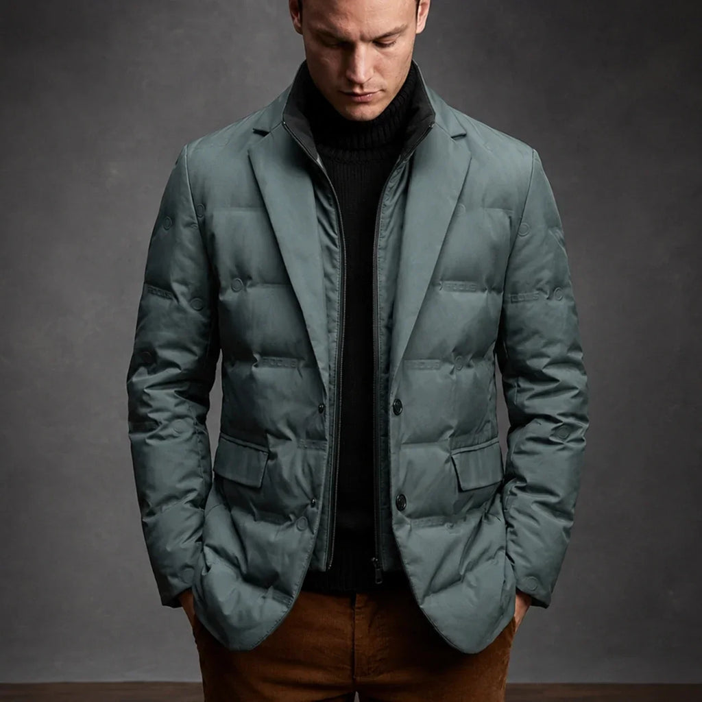 Kieran - Men's Duck Down Puffer Blazer with Button Front