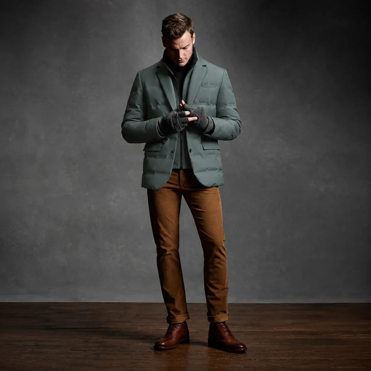 Kieran - Men's Duck Down Puffer Blazer with Button Front