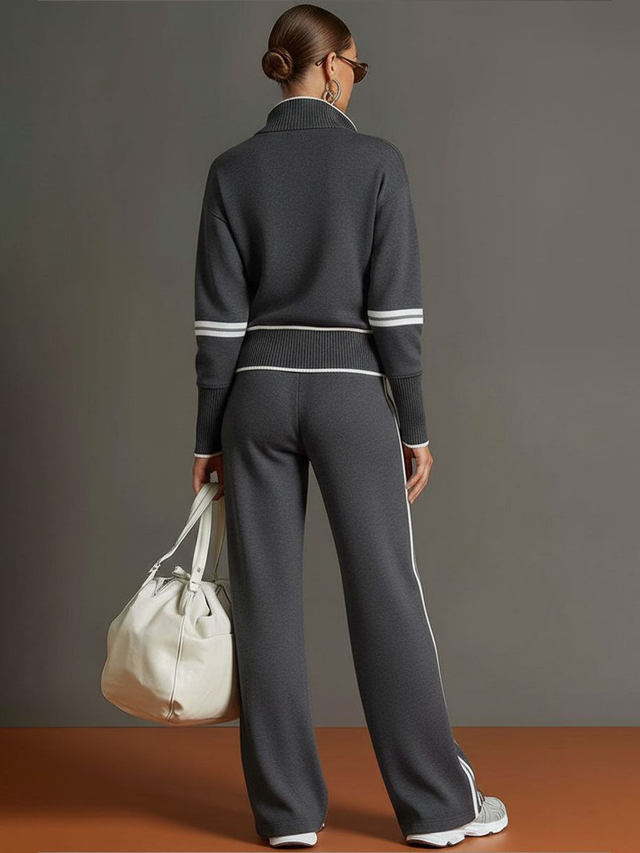 Kimberly | Ribbed Knit Co-Ord Set with Half-Zip for Women