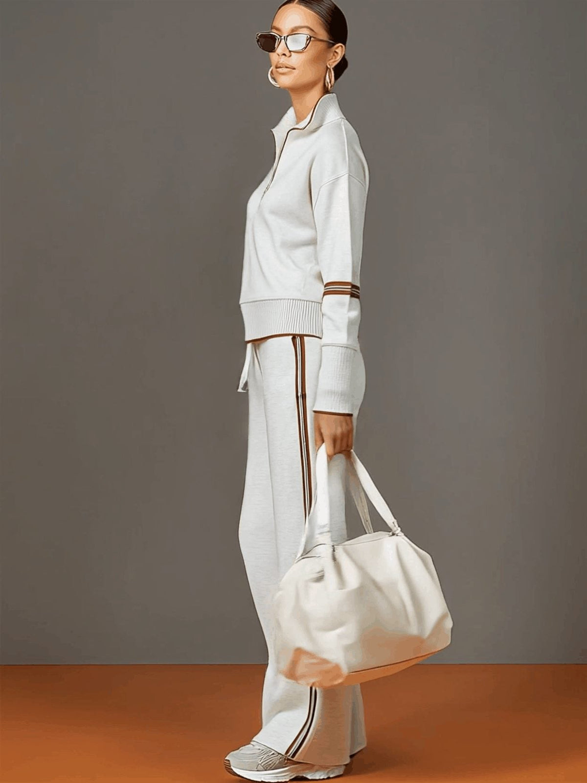 Kimberly | Ribbed Knit Co-Ord Set with Half-Zip for Women