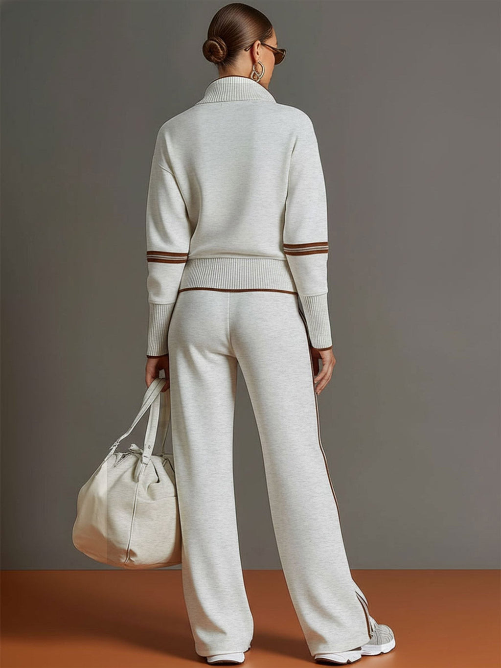 Kimberly | Ribbed Knit Co-Ord Set with Half-Zip for Women
