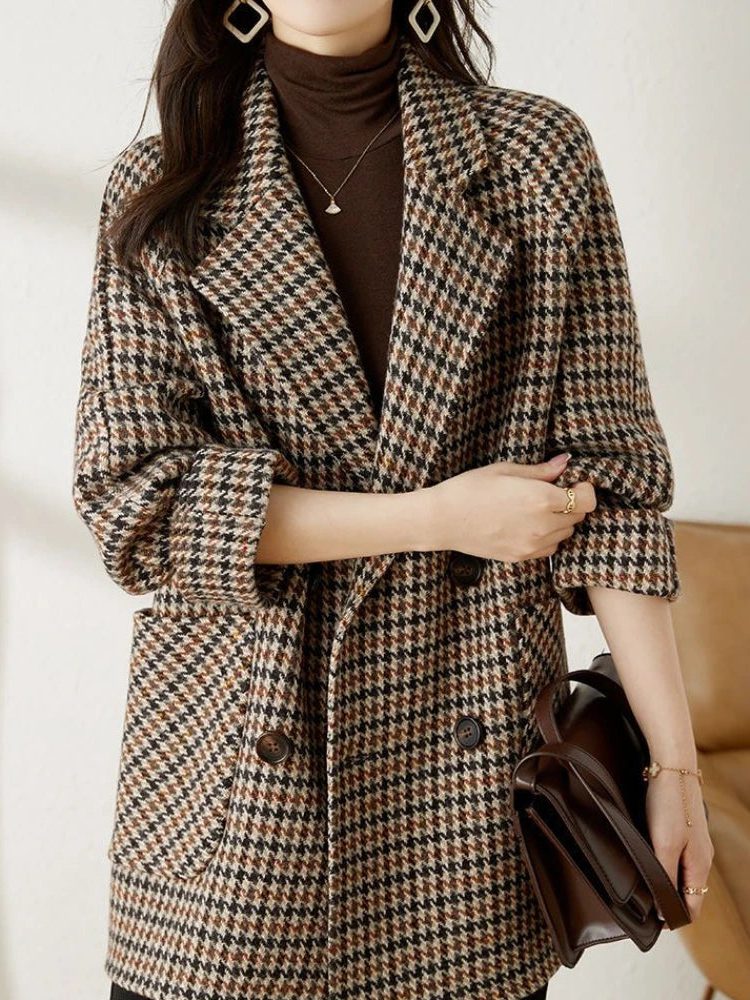 Kimberly | Houndstooth Oversized Double-Breasted Blazer for Women