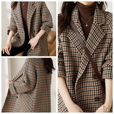 Kimberly | Houndstooth Oversized Double-Breasted Blazer for Women