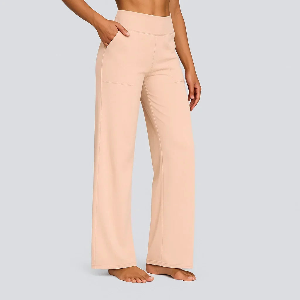 Women's High-Waist Straight-Leg Pants with Pockets