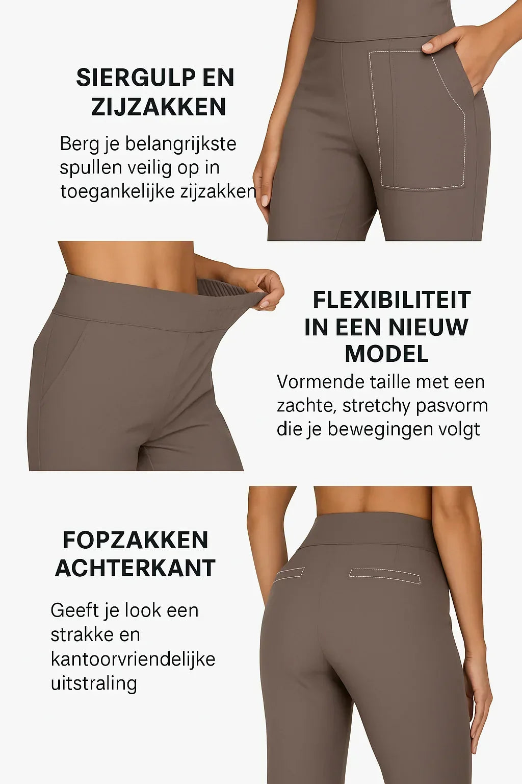Women's High-Waist Straight-Leg Pants with Pockets