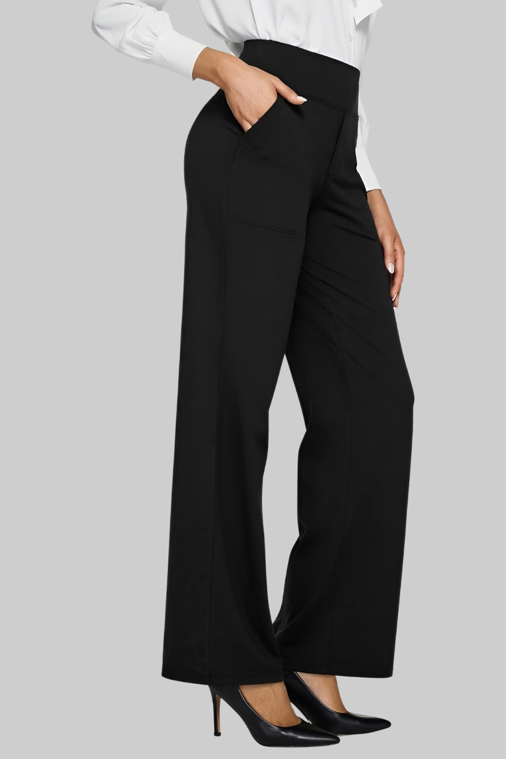 Women's High-Waist Straight-Leg Pants with Pockets