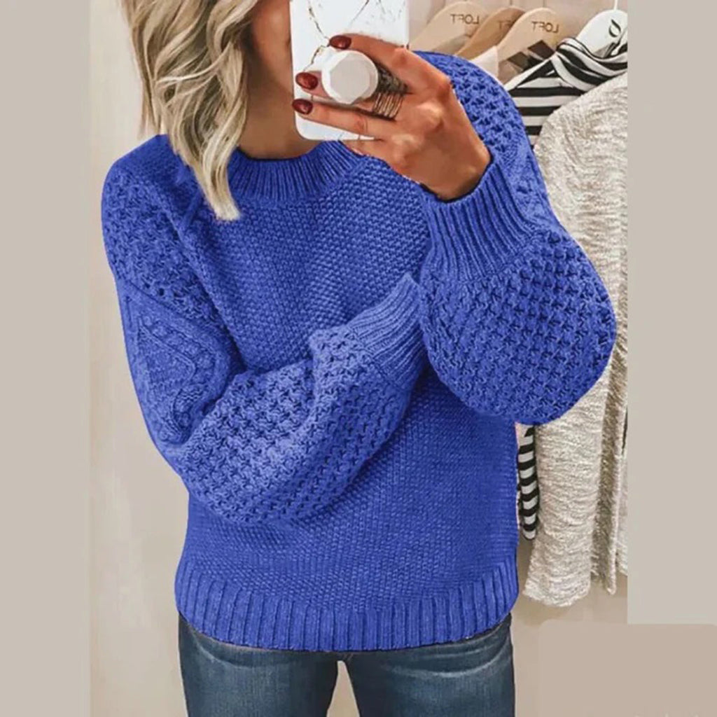 Women's Crew Neck Sweater Cable Knit Long Sleeve