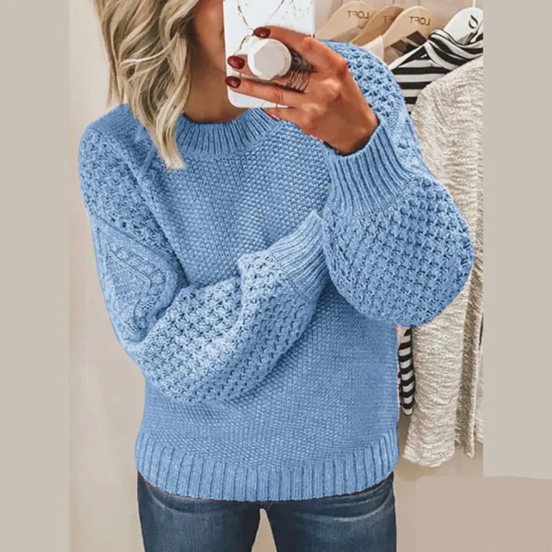 Women's Crew Neck Sweater Cable Knit Long Sleeve