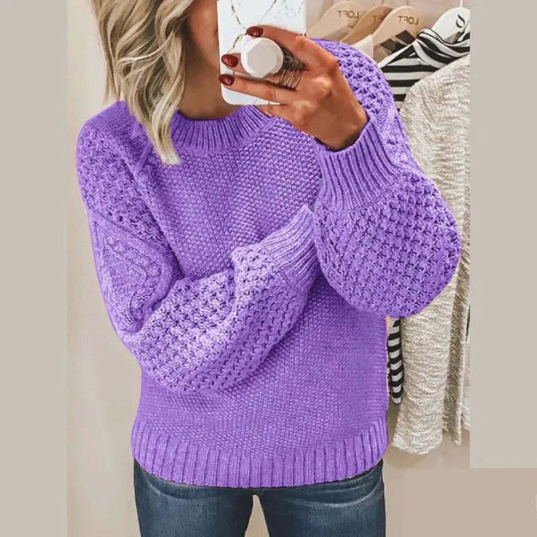Women's Crew Neck Sweater Cable Knit Long Sleeve