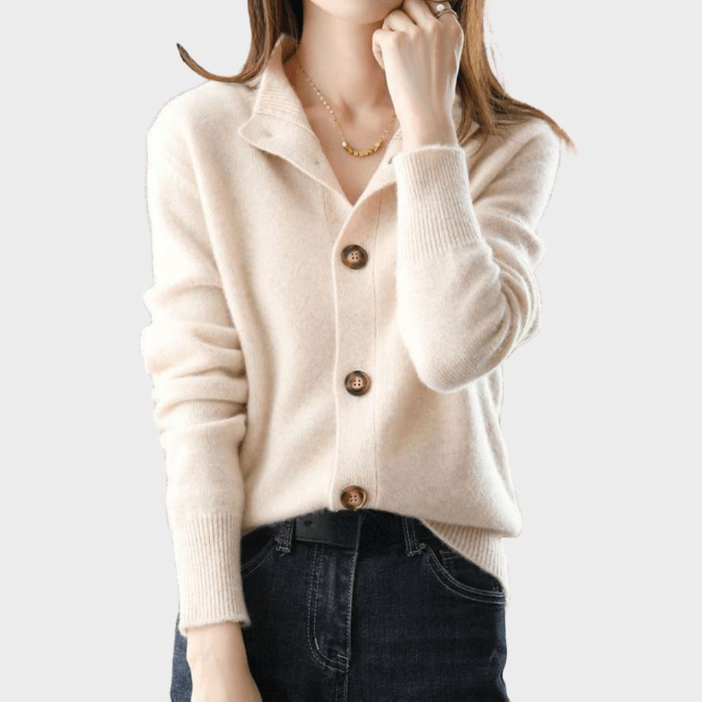 Kristel | Ribbed Knit Cardigan with Button-Up for Women