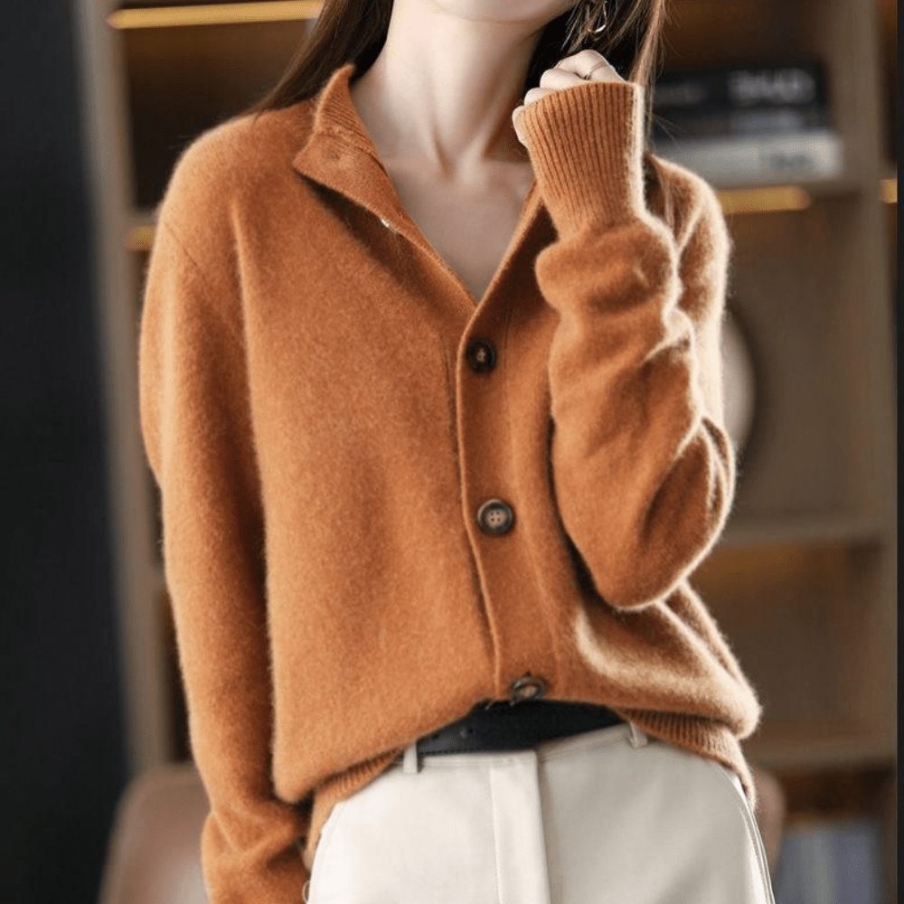 Kristel | Ribbed Knit Cardigan with Button-Up for Women