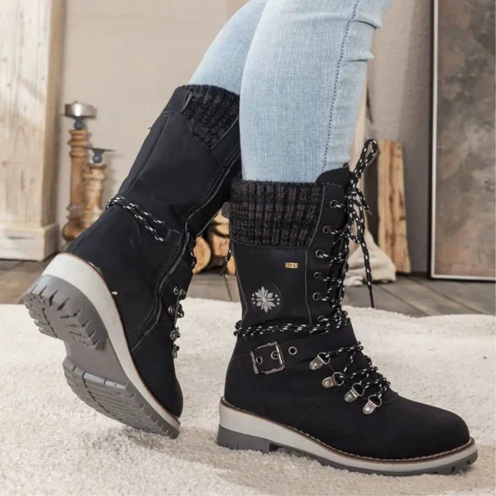 Myra | Lace-Up Ankle Boots with Buckle Strap for Women