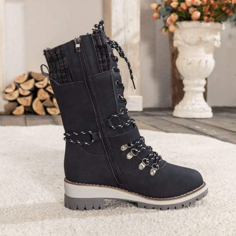 Myra | Lace-Up Ankle Boots with Buckle Strap for Women