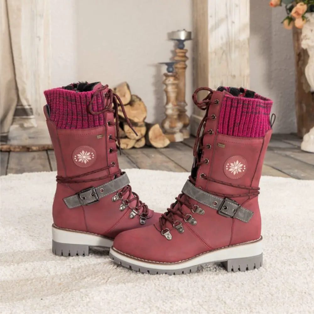 Myra | Lace-Up Ankle Boots with Buckle Strap for Women