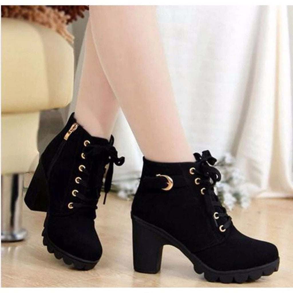 Everleigh | Lace-Up Block Heel Ankle Boots for Women