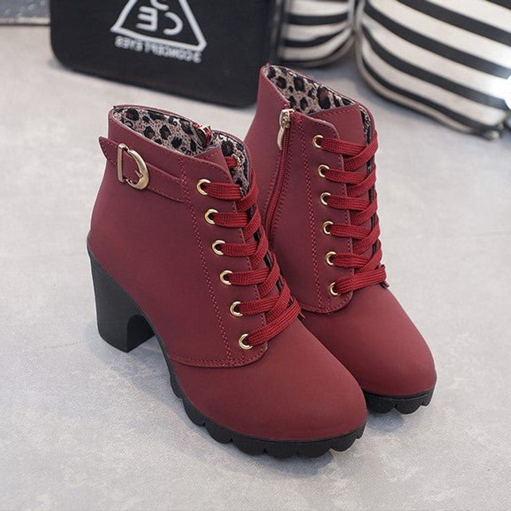 Everleigh | Lace-Up Block Heel Ankle Boots for Women