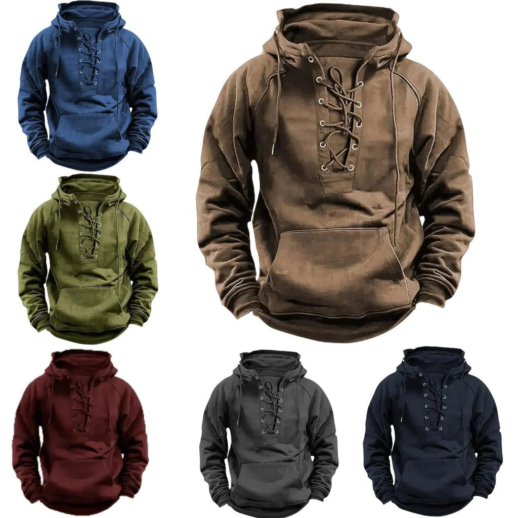 Lace-Up Hoodie Sweatshirt for Men