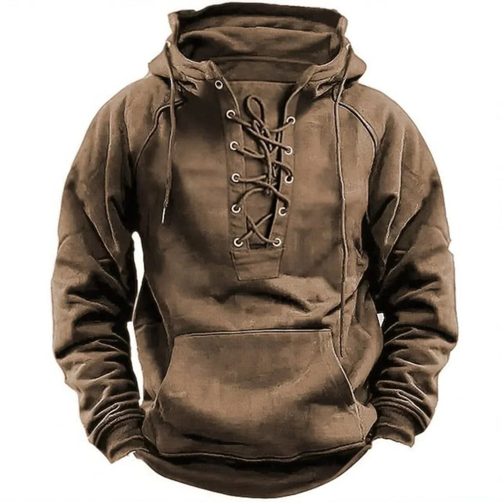 Lace-Up Hoodie Sweatshirt for Men