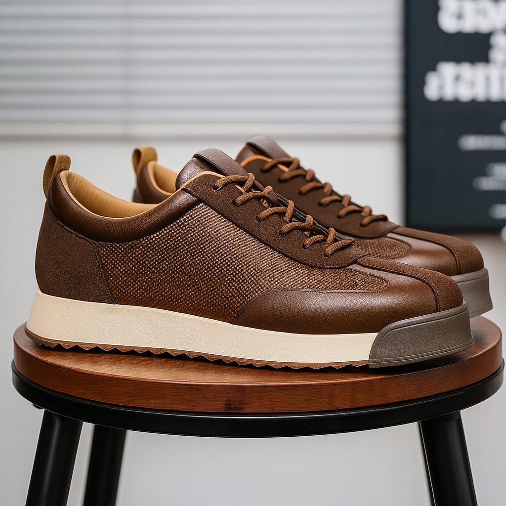 Lace-Up Leather Platform Sneakers for Men
