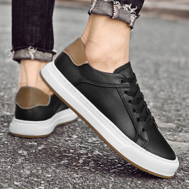 Lace-Up Leather White Sole Sneakers for Men