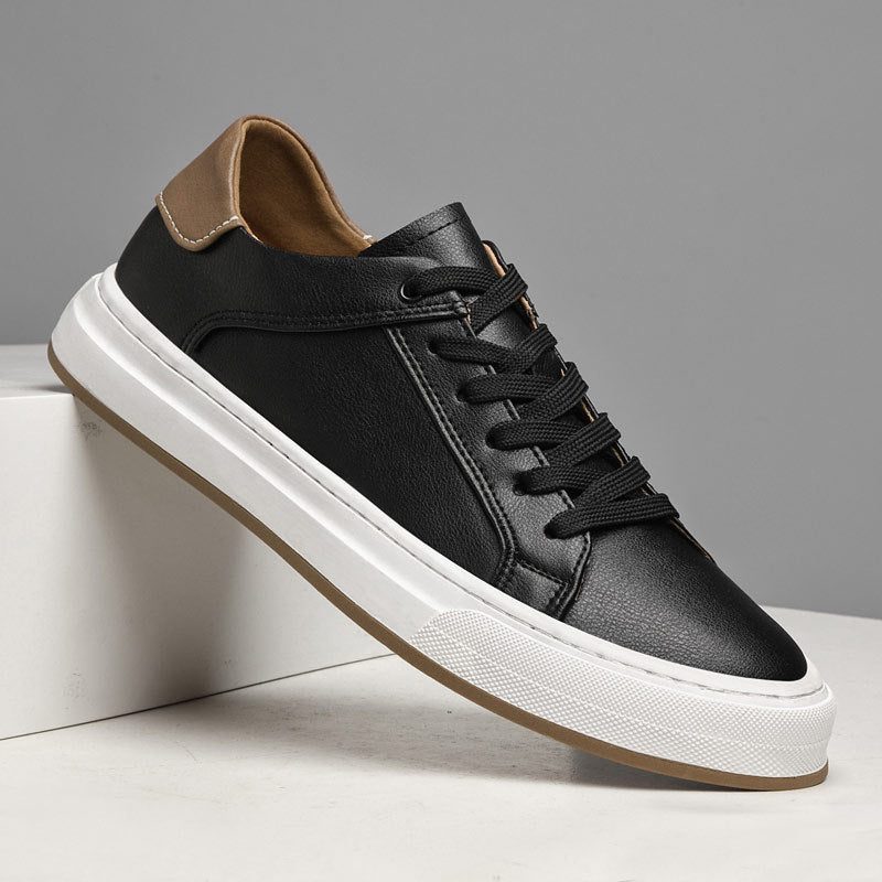 Lace-Up Leather White Sole Sneakers for Men