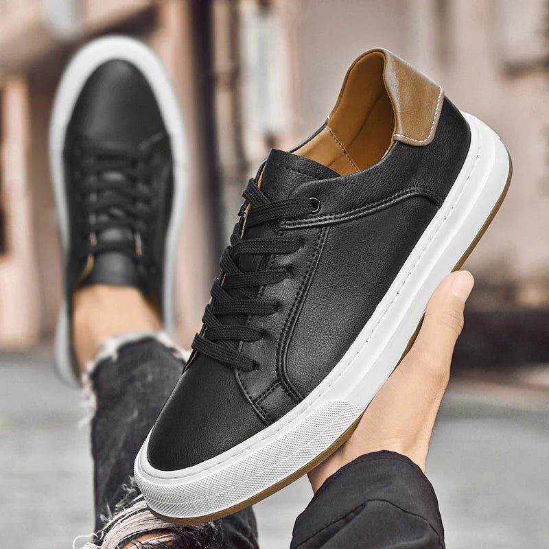 Lace-Up Leather White Sole Sneakers for Men