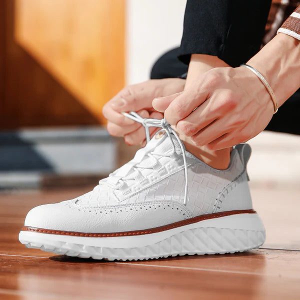 Lace-Up Mesh Leather Sneakers for Men