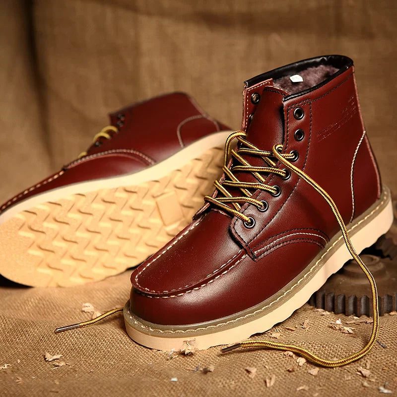 Lace-Up Moc Toe Work Boots for Men