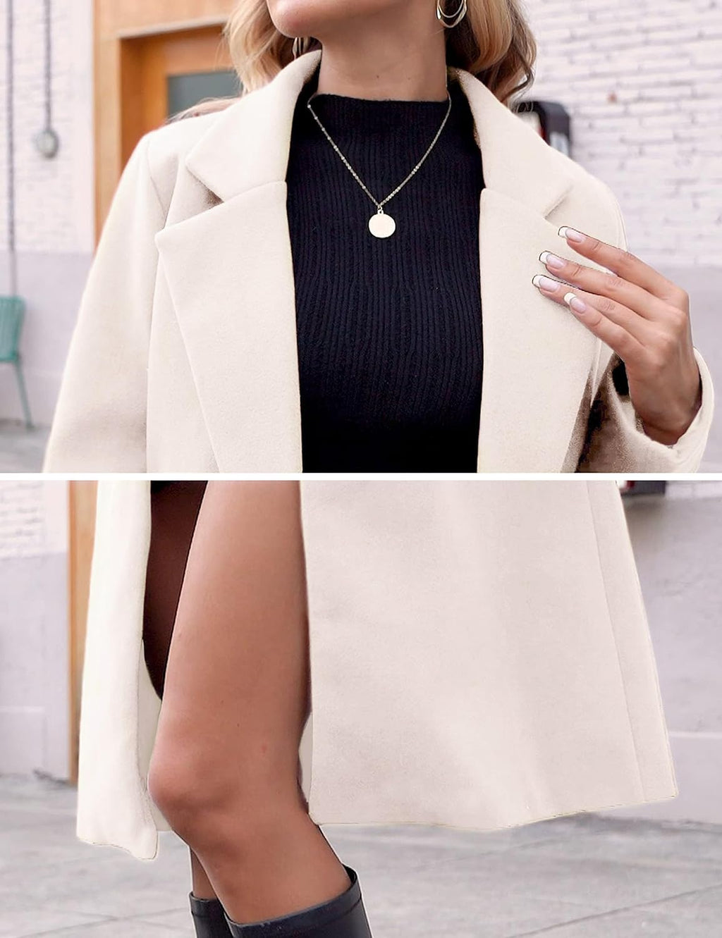 Women's Double-Breasted Longline Coat with Notch Lapels