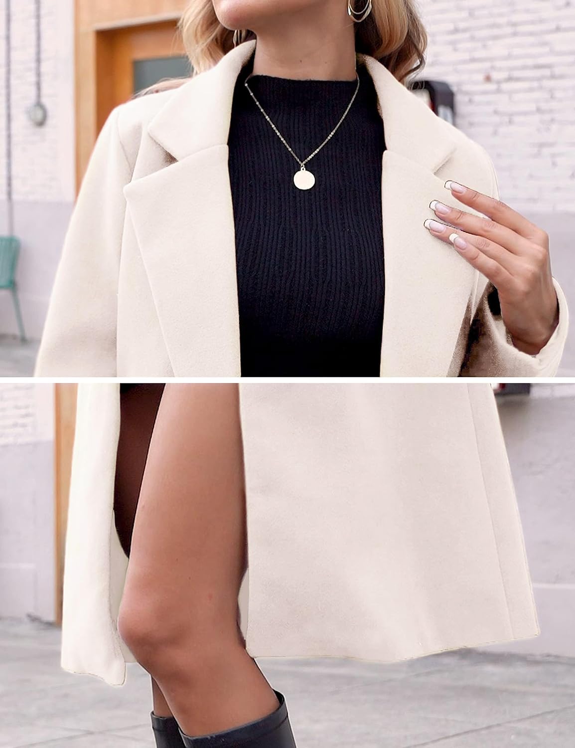 Women's Double-Breasted Longline Coat with Notch Lapels