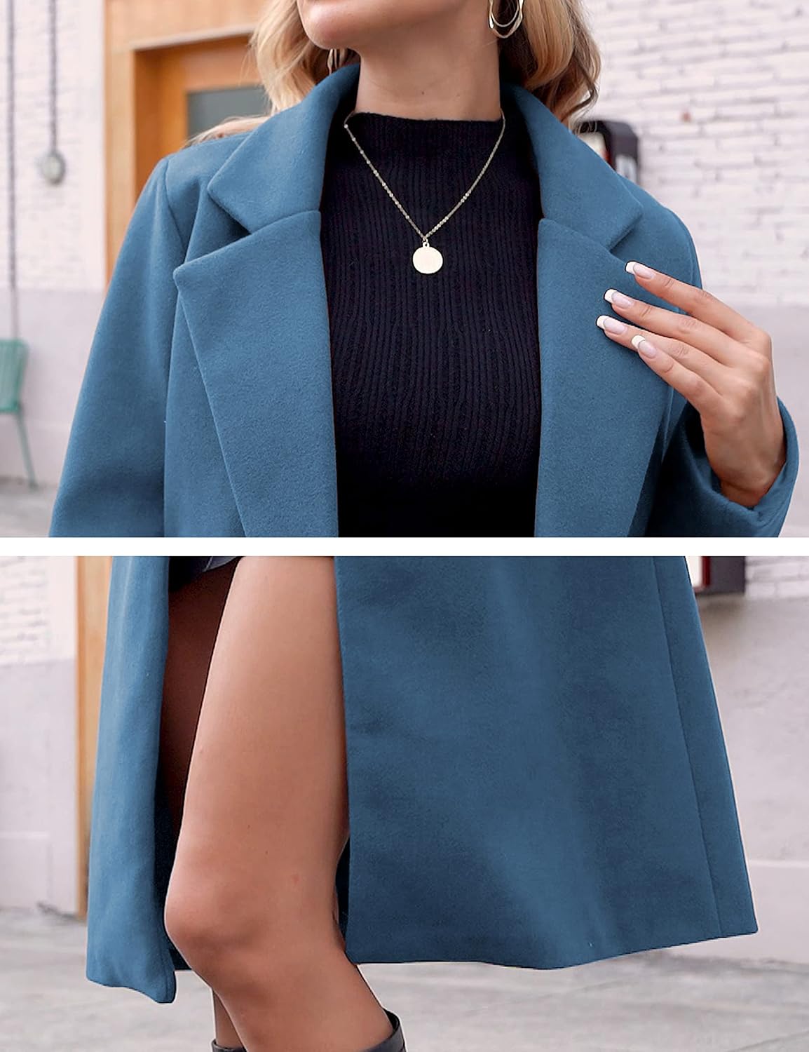 Women's Double-Breasted Longline Coat with Notch Lapels