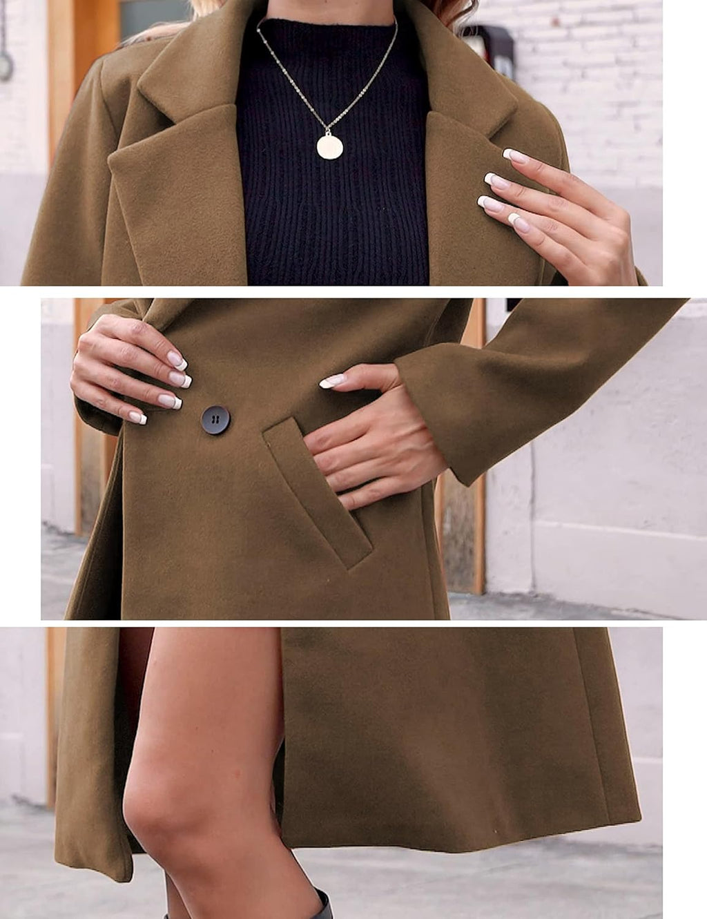 Women's Double-Breasted Longline Coat with Notch Lapels