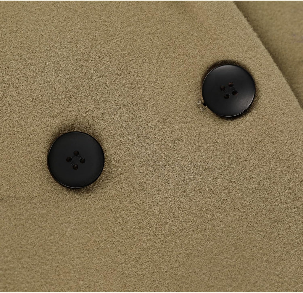 Women's Double-Breasted Longline Coat with Notch Lapels