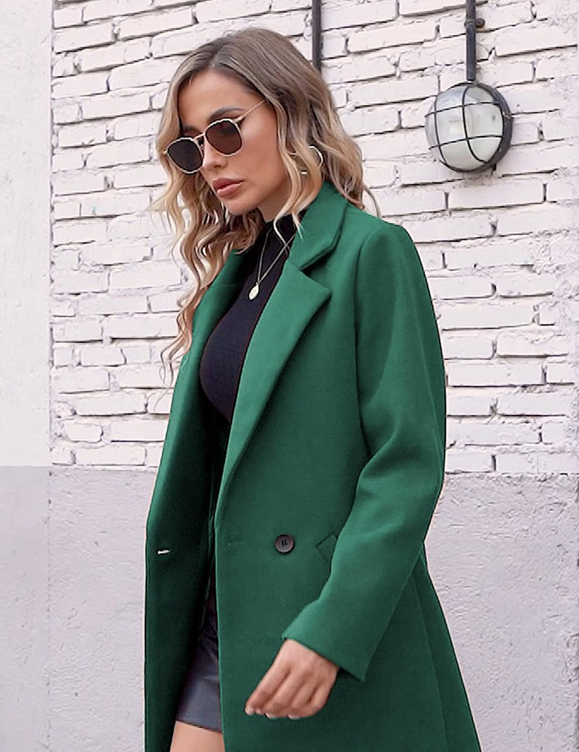 Women's Double-Breasted Longline Coat with Notch Lapels