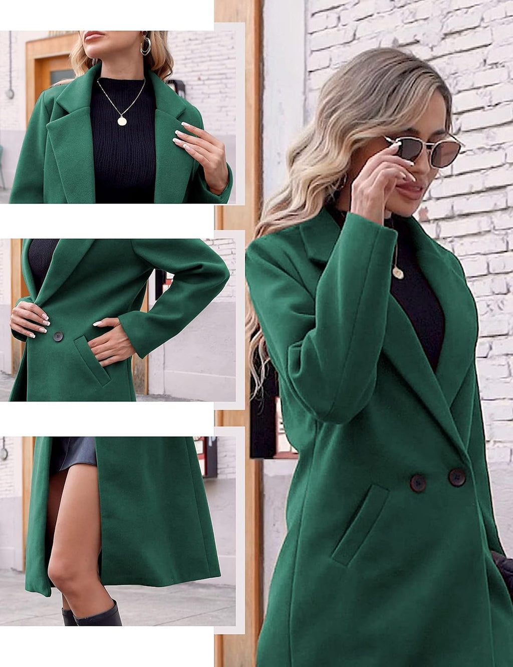 Women's Double-Breasted Longline Coat with Notch Lapels