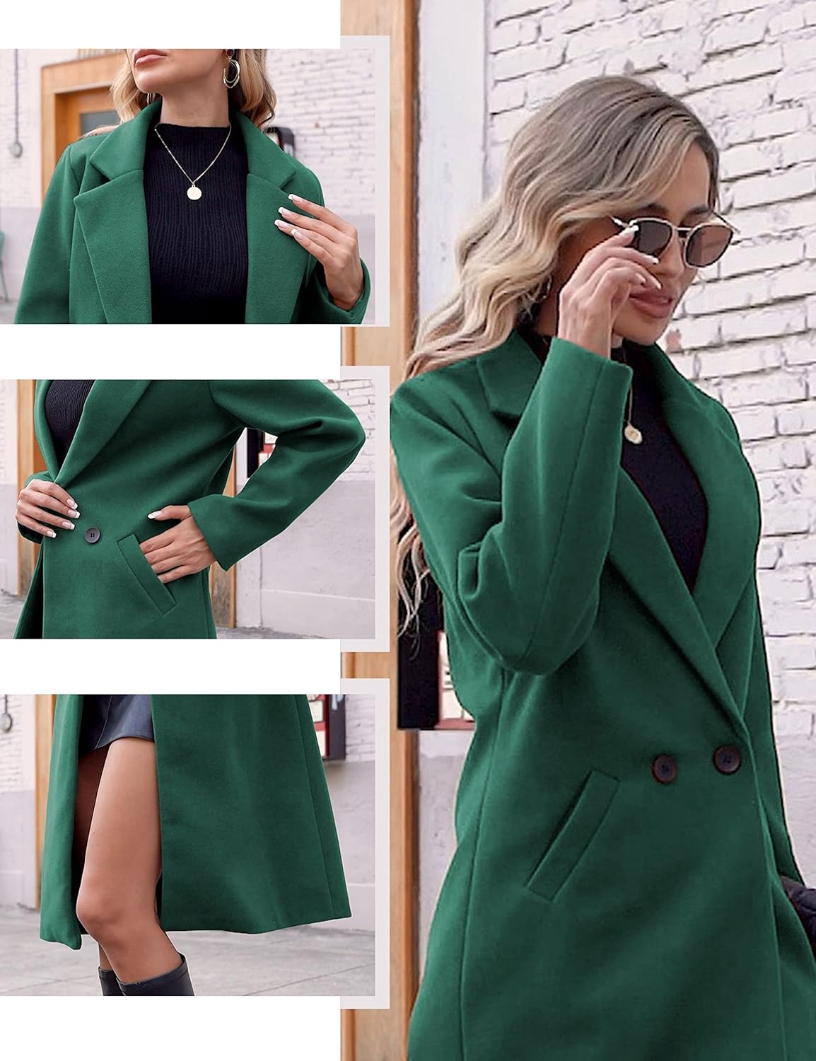 Women's Double-Breasted Longline Coat with Notch Lapels