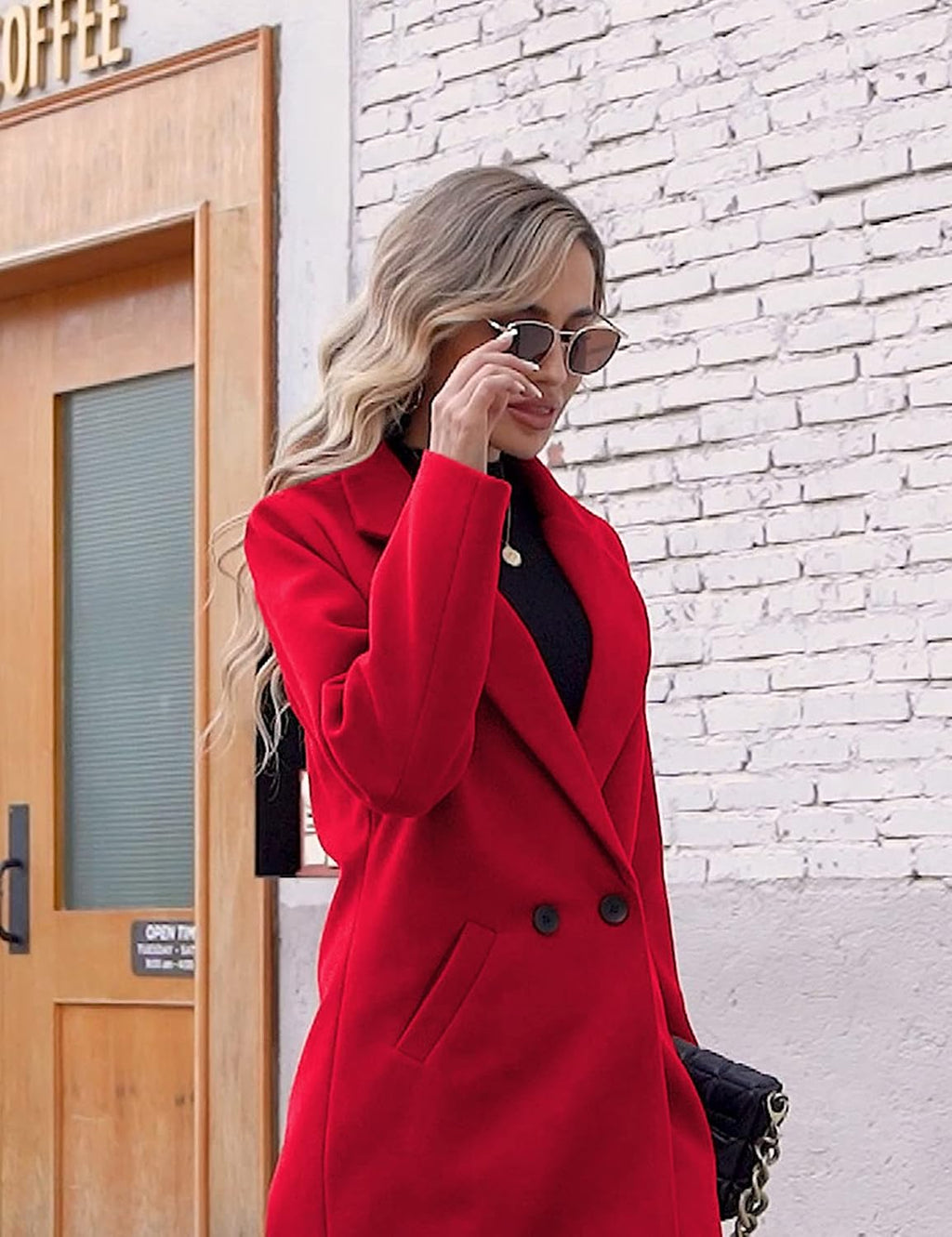 Women's Double-Breasted Longline Coat with Notch Lapels