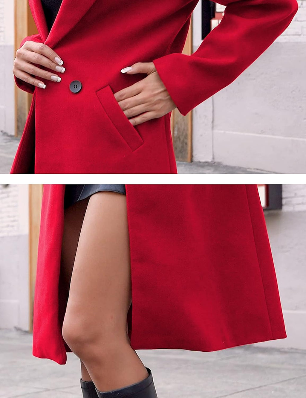 Women's Double-Breasted Longline Coat with Notch Lapels