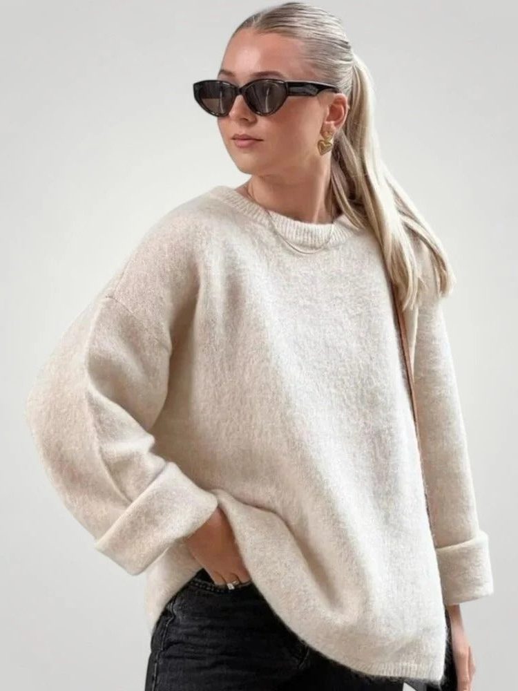 Leonarda | Oversized Sweater with Crew Neck and Long Sleeves for Women