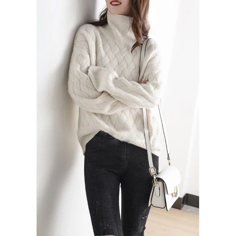 Leontyne | Cable Knit Turtleneck Sweater for Women