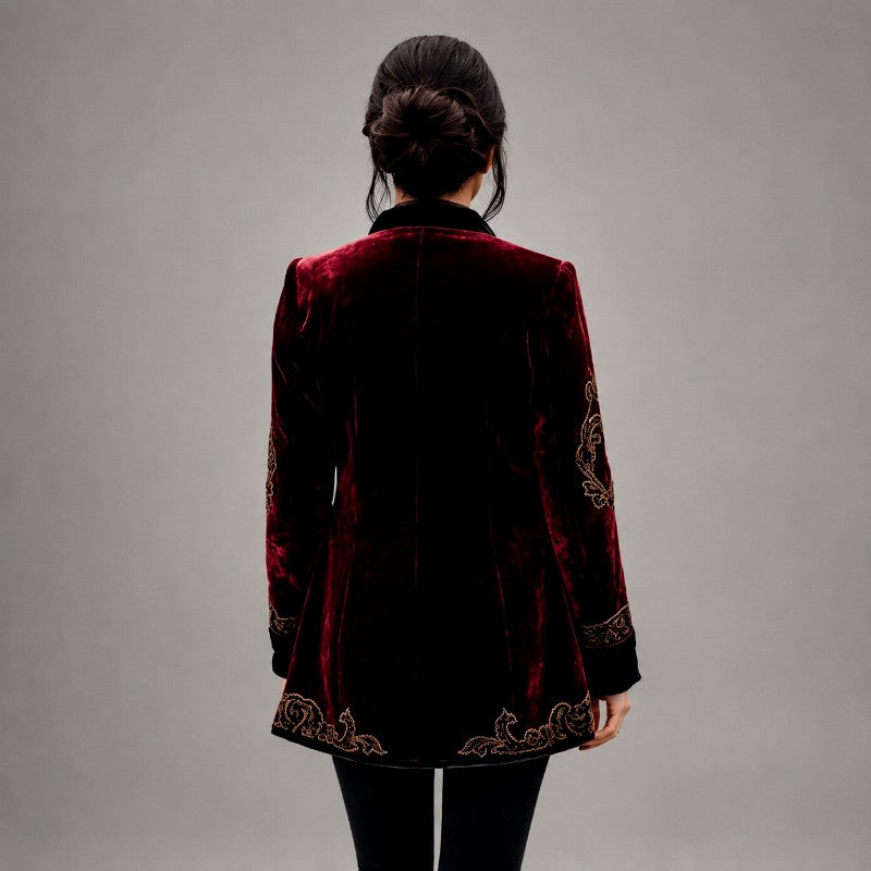 Liadan - Women's Embroidered Velvet Statement Blazer