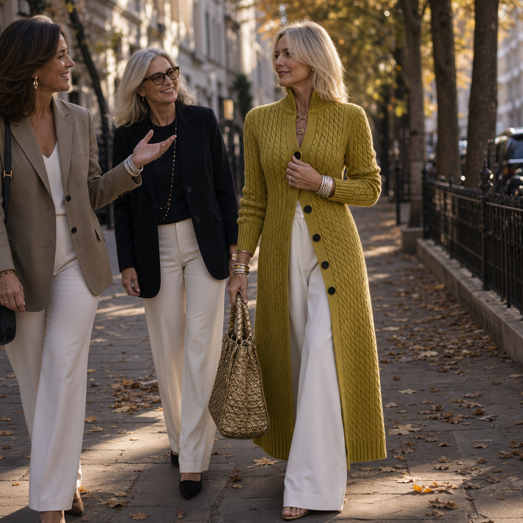 Cablemere – High Collar Cable-Knit Duster Cardigan
