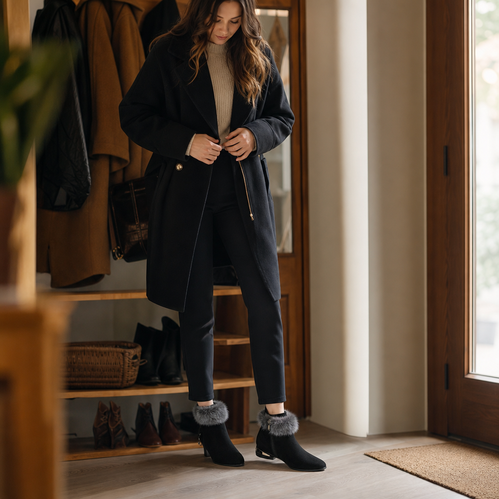 Veloura – Plush Cuff Synthetic Leather Ankle Boots