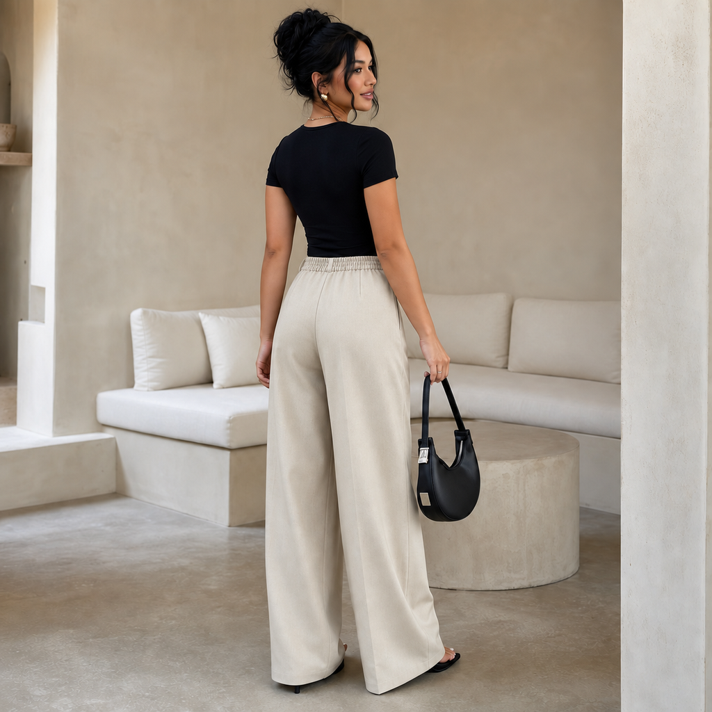 Bellora – High-Waisted Pleated Wide-Leg Trousers