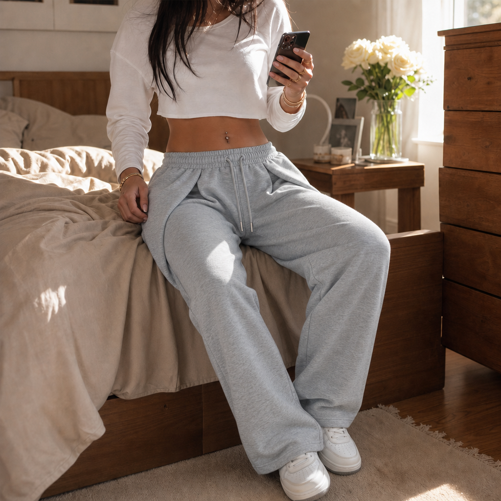 Pleatwell – Pleated Wide-Leg Sweatpants
