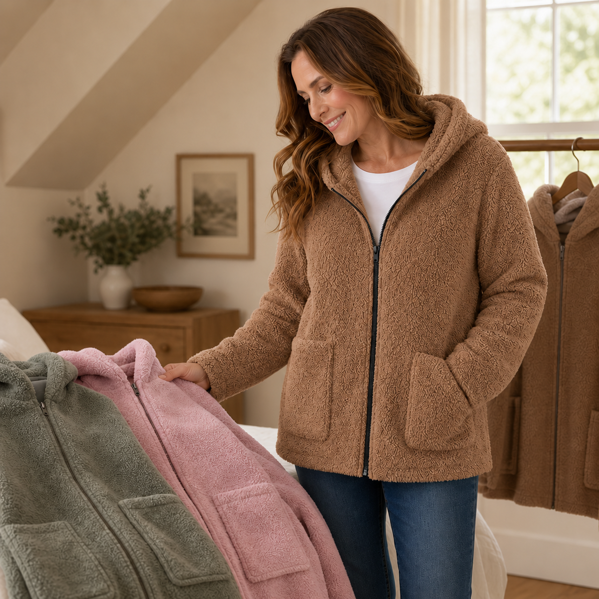 Cozyelle – Plush Fleece-Look Hooded Jacket