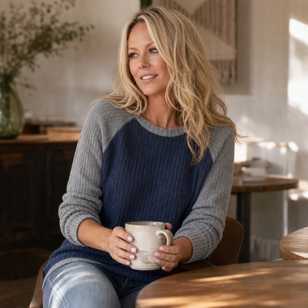 Waffle West – Western Waffle-Knit Raglan Sleeve Top